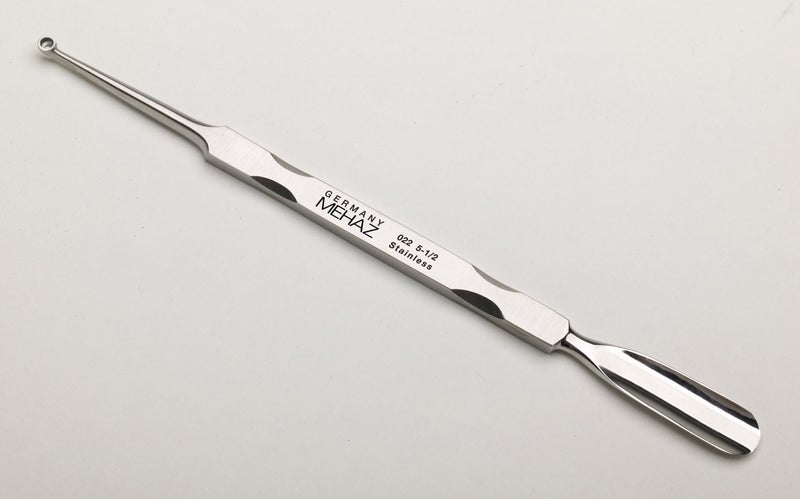 MEHAZ 022 9mm Pusher & Curette 5 Â½ inch Stainless Steel Cuticle Pusher & Cleaner (Model: MC0022)